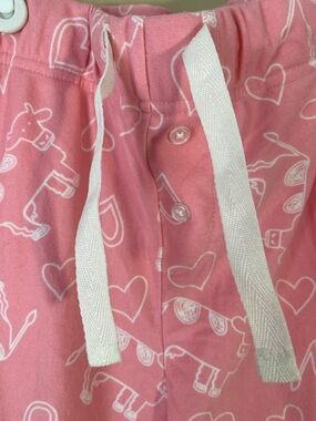 Pink Heart & Cow Print Pajama Pants - soft thin Pockets! Drawstring